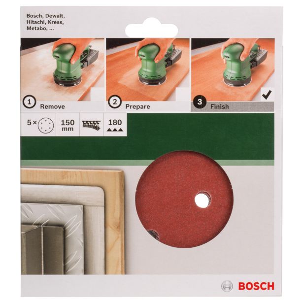 SAMOPRITRILNI BRUSNI DISK BOSCH 5-DELNI SET C430 RDEČ 150MM K180 6 LUKENJ