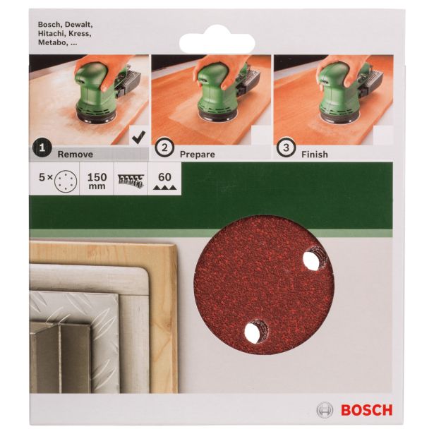 SAMOPRITRILNI BRUSNI DISK BOSCH 5-DELNI SET C430 RDEČ 150MM K60 6 LUKENJ