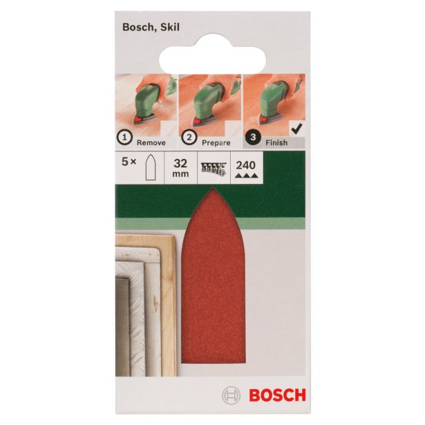 DELTA/VEČNAM BRUSNI LIST BOSCH 5-DELNI SET C430 RDEČ 32 MM K240 BREZ LUKENJ