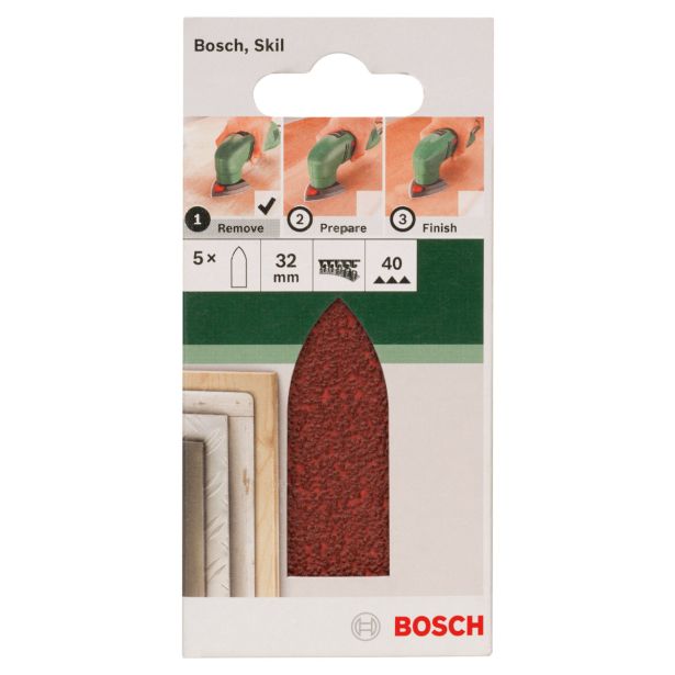DELTA/VEČNAM BRUSNI LIST BOSCH 5-DELNI SET C430 RDEČ 32 MM K40 BREZ LUKENJ