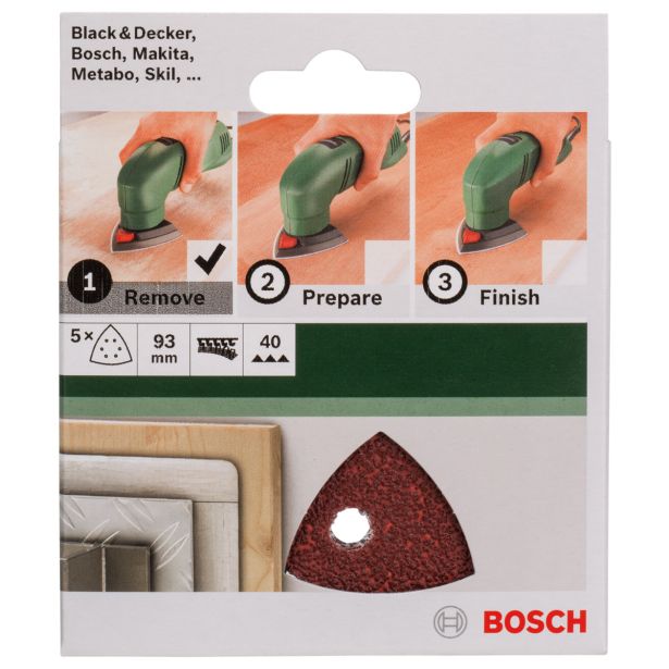 DELTA/VEČNAM BRUSNI LIST BOSCH 5-DELNI SET C430 RDEČ 93 MM K40 6 LUKENJ