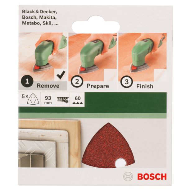 DELTA/VEČNAM BRUSNI LIST BOSCH 5-DELNI SET C430 RDEČ 93 MM K60 6 LUKENJ