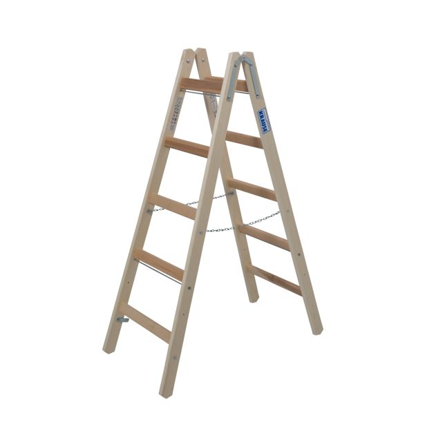 PROSTOSTOJEČA LESTEV KRAUSE STABILO 2X5 STOPNIC LESENA 1.4M