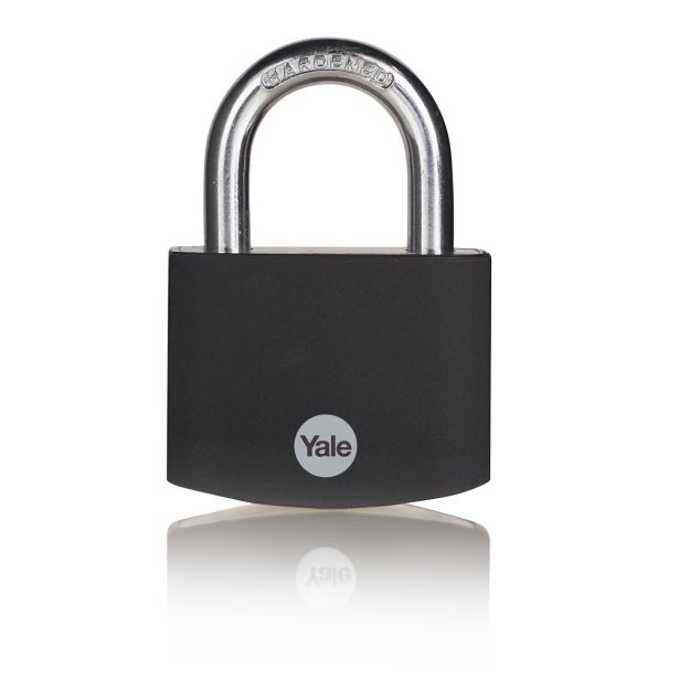 CILINDRIČNA OBEŠANKA 50 MM, ALU-ČRNA, YALE STANDARD S3 KLJUČI, V SKLADU Z EN 12320:2012 - VARNOSTNI RAZRED 1
