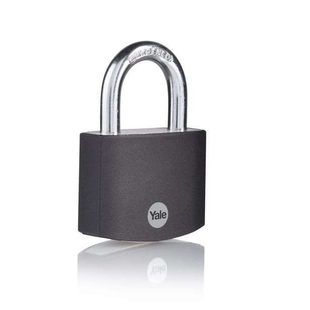 CILINDRIČNA OBEŠANKA 50 MM, ALU-ČRNA, YALE STANDARD S3 KLJUČI, V SKLADU Z EN 12320:2012 - VARNOSTNI RAZRED 1