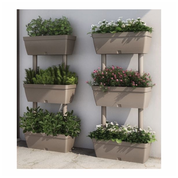 PE KORITO Z VODNO REZERVO PLANA 50X18X100 CM 3-NIVOJI MOCCA