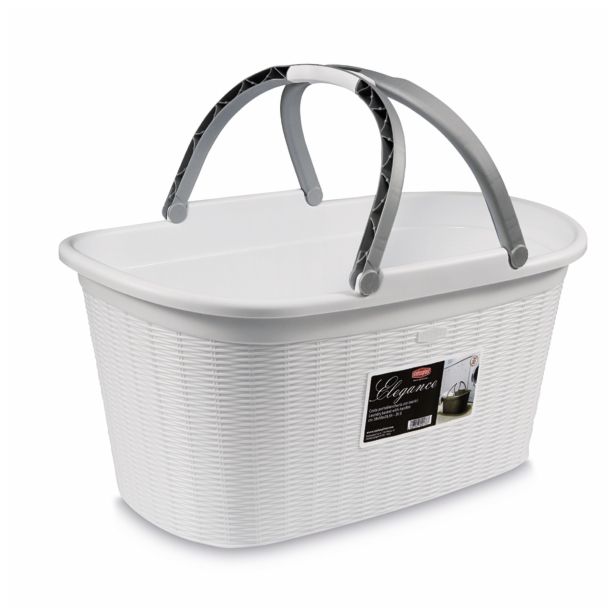 KOŠARA STEFANPLAST 58X38X29.5 CM Z ROČAJEM BELA