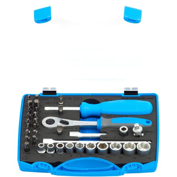 GARNITURA NASADNIH KLJUČEV 1/4" IN BITSOV UNIOR 36-DELNA ART. 188BI6P36 (621407)