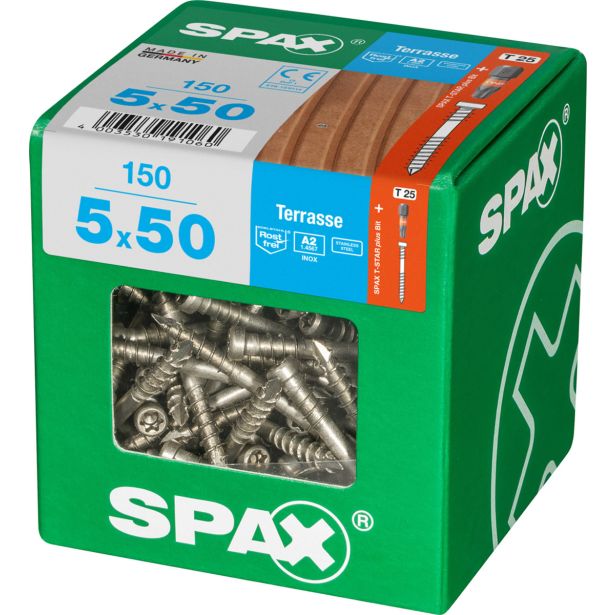 VIJAK ZA TERASO SPAX 5X50 A2 V ZAVITKU 150 KOS