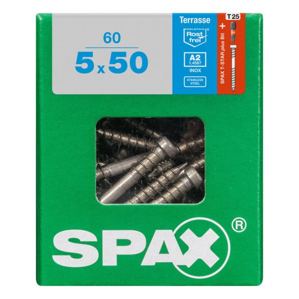 VIJAK ZA TERASO SPAX 5X50 A2 V ZAVITKU 60 KOS