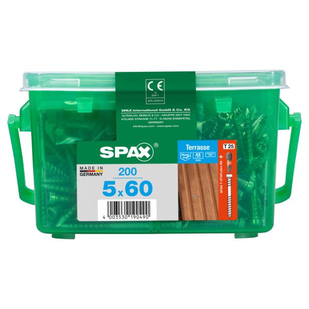 VIJAK ZA TERASO SPAX 5X60 A2 V ZAVITKU 200 KOS