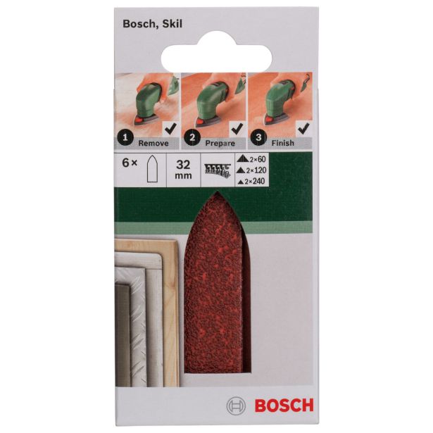 DELTA/VEČNAM BRUSNI LIST BOSCH 6-DELNI SET C430 RDEČ 32 MM K60/120/240