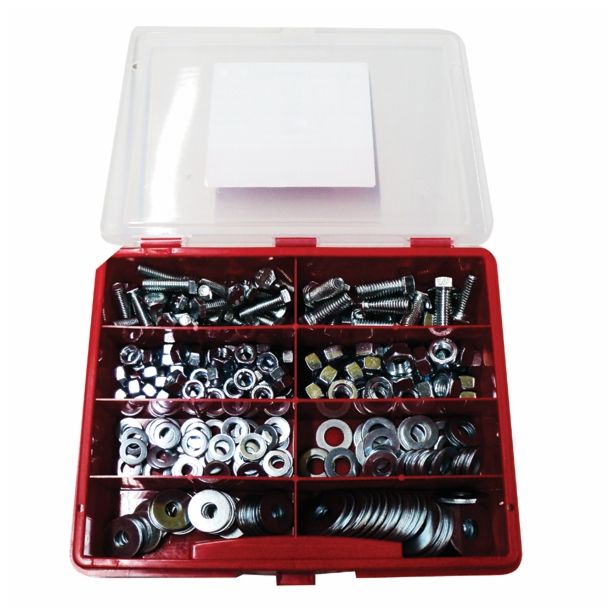 6-OGLATI VIJAK DIN933 SET VIJAK+MATICA+PODLOŽKA 242 DELNI V PVC KOVČKU