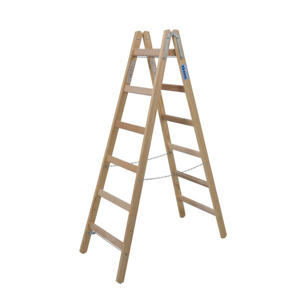PROSTOSTOJEČA LESTEV KRAUSE STABILO 2X6 STOPNIC LESENA 1.65M