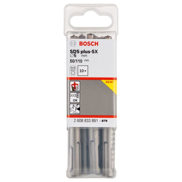 SVEDER ZA BETON SDS PLUS BOSCH 6X50X110 MM 10-DELNI KOMPLET SVEDROV