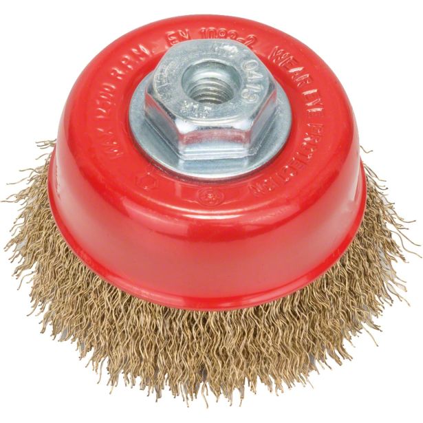 SKODELASTA ŽIČNA ŠČETKA BOSCH 75MM NAVOJ M10 MEDENINA 0.30 MM VALOVITA ŽICA