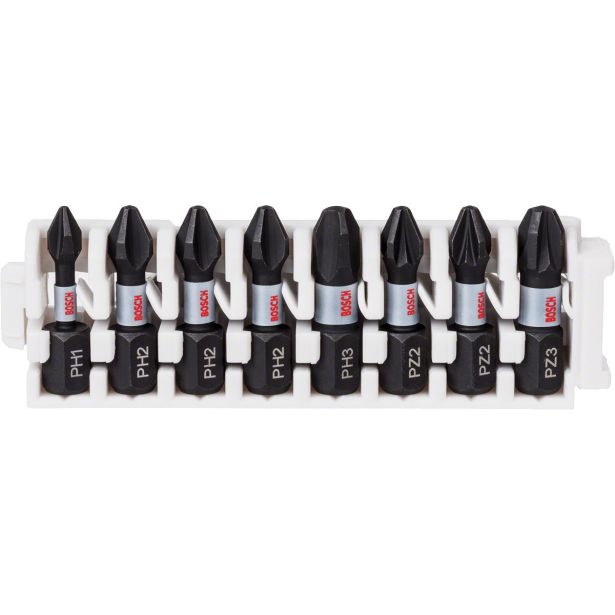 GRT VIJAČNIH NASTAVKOV BOSCH 8 DELNA KRIŽNI PH+PZ 25MM IMPACT CONTROL