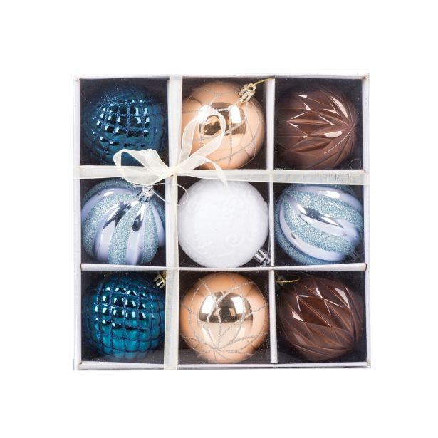 BUNKA IZ UMETNE MASE GLOSSTYLE 80 MM 9 KOS DEKORATIVNE MODRO/RJAVE/BELA