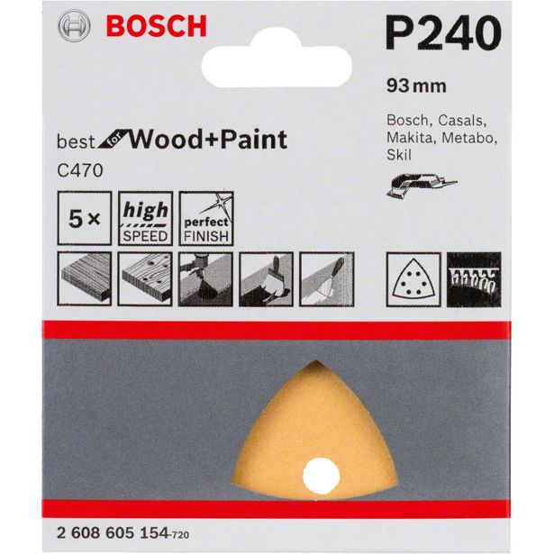 SAMOPRITRDILNI BRUSNI DISK ZA DELTA BRUSILNIKE BOSCH 93 MM K240 6 LUKENJ RUMENA BARVA ZA LES