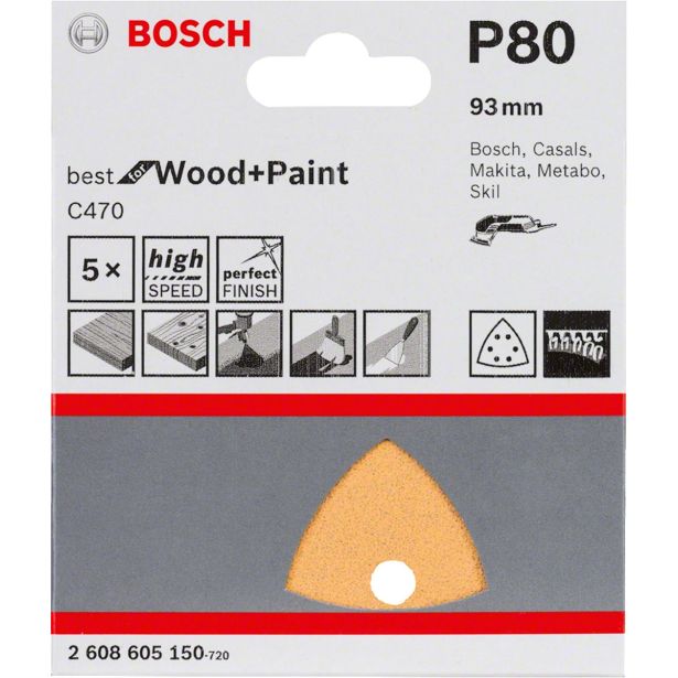 SAMOPRITRDILNI BRUSNI DISK ZA DELTA BRUSILNIKE BOSCH 93 MM K80 6 LUKENJ RUMENA BARVA ZA LES