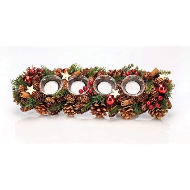 DEKORACIJA GLOSSTYLE ADVENTNA 44 CM S KOZARČKI ZVEZDICE