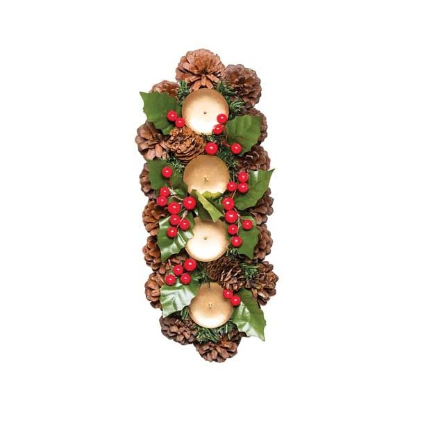 DEKORACIJA GLOSSTYLE ADVENTNA ZA 4 SVEČE 35X15 CM SORTIRANO