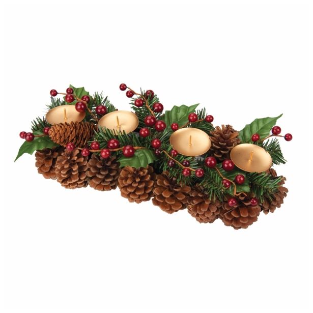 DEKORACIJA GLOSSTYLE ADVENTNA ZA 4 SVEČE 35X15 CM SORTIRANO