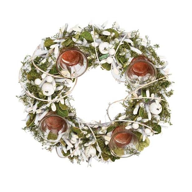 VENČEK GLOSSTYLE ADVENTNI BELI NARAVNI 32X32X8 CM 4 K.