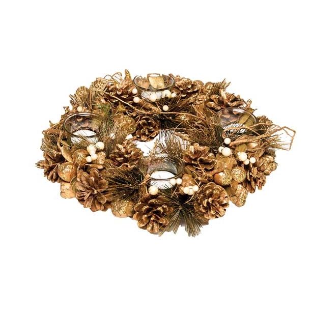 VENČEK GLOSSTYLE ADVENTNI ZLATI NARAVNI 34X34X8.5 CM 4 K