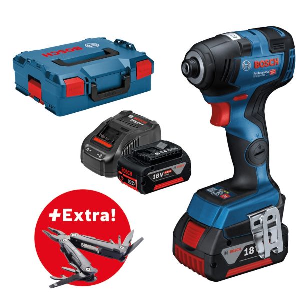 AKUMULATORSKI UDARNI VIJAČNIK BOSCH GDR 18V-200 C + VEČNAMENSKO ORODJE 'SWISS PEAK'