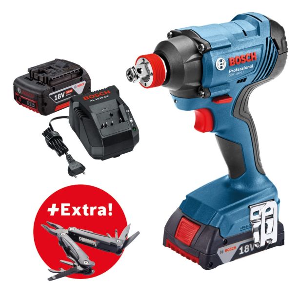 AKUMULATORSKI UDARNI VIJAČNIK BOSCH GDX 180-LI + VEČNAMENSKO ORODJE 'SWISS PEAK'