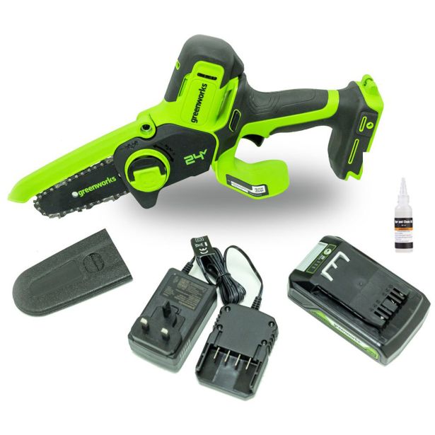 AKUMULATOR. VERIŽNA ŽAGA GREENWORKS 24V Z 2AH BATERIJO+ POLNILNIK