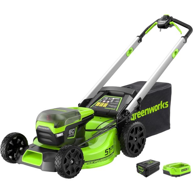 AKUMULATORSKA KOSILNICA GREENWORKS 60V 51 CM SAMOHODNA Z 4AH BATERIJO IN POLNIL.