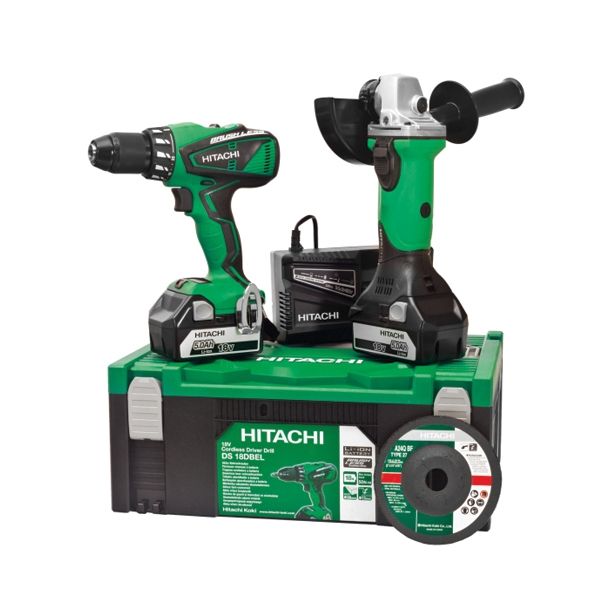 SET AKUMULATORSKEGA ORODJA HITACHI PROFI SET 7 (AKU VRTALNIK DS18DBSL + AKU KOTNA BRUSILKA G18DSL)