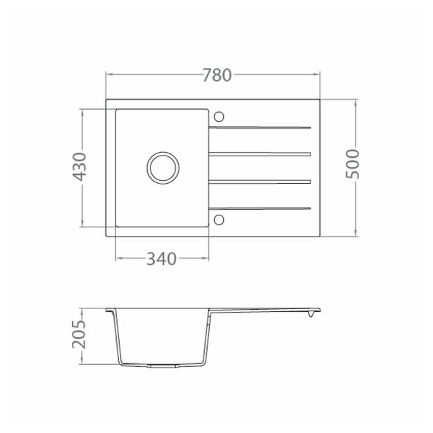ALGRANIT POMIVALNO KORITO ALVEUS CUBO 30, A23 CREAM 780X500 MM