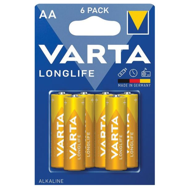 ALKALNI BATERIJSKI VLOŽEK VARTA LR06 LONGLIFE AA 6/1