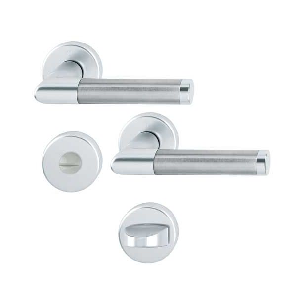 ALU KLJUKA ZA VRATA HOPPE AMSTERDAM Z ROZETO WC F1-F69