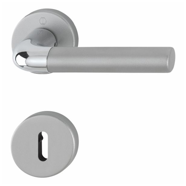 ALU KLJUKA ZA VRATA HOPPE BREMEN Z ROZETO KLJUČ F49-F9-2