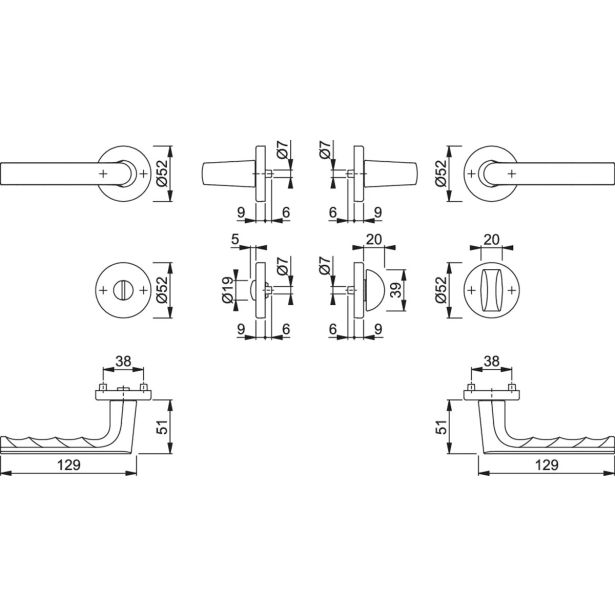 ALU KLJUKA ZA VRATA HOPPE HAMBURG Z ROZETO WC F1