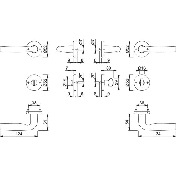 ALU KLJUKA ZA VRATA HOPPE MILOS Z ROZETO WC F94-1