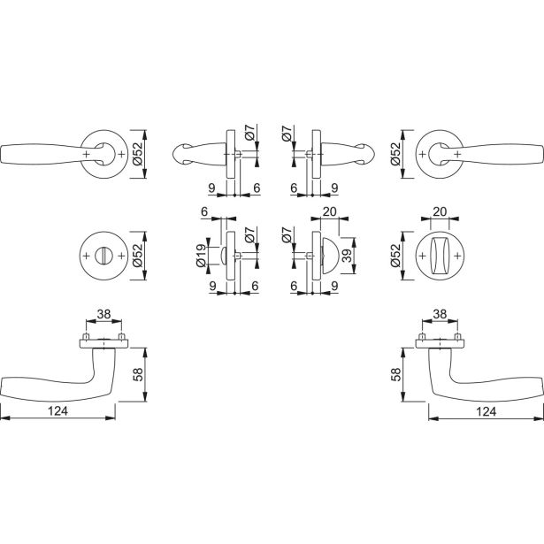 ALU KLJUKA ZA VRATA HOPPE VITORIA Z ROZETO WC F9