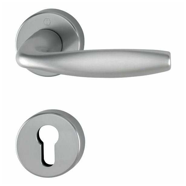 ALU KLJUKA ZA VRATA HOPPE NEW YORK Z ROZETO CILIND. F9 8/9