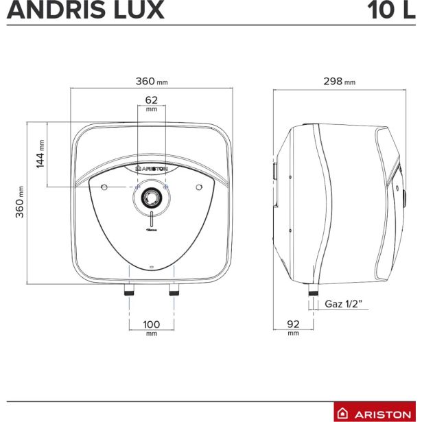 GRELNIK VODE, BOJLER, ELEKTRIČNI  ARISTON ANDRIS LUX 10 OR /5 EU  NADPULTNI