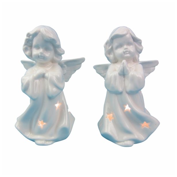 PRAZNIČNA FIGURA GLOSSTYLE ANGEL Z LED LUČKO 13X9X19 CM