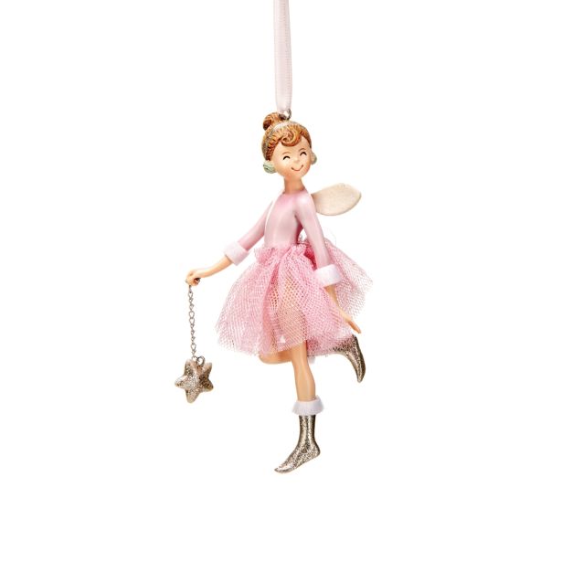 OKRASEK ZA JELKO GLOSSTYLE ANGELČEK Z ZVEZDICO 13 CM ROZA