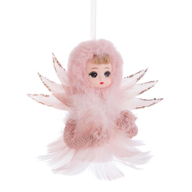 OKRASEK ZA NOVOLETNO JELKO - ANGELČEK, ROZA BARVE