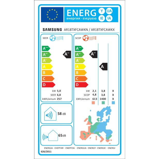 SPLIT ENOJNA INVERTER SAMSUNG AR18TXFCAWKNEU WINDFREE 5.0KW, NOTR.+ZUN.ENOTA