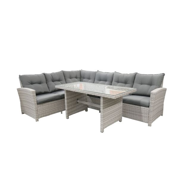 GARNITURA UMETNI RATAN BIVA AREZZO 2-DELNA, SIVA MIZA+KLOP