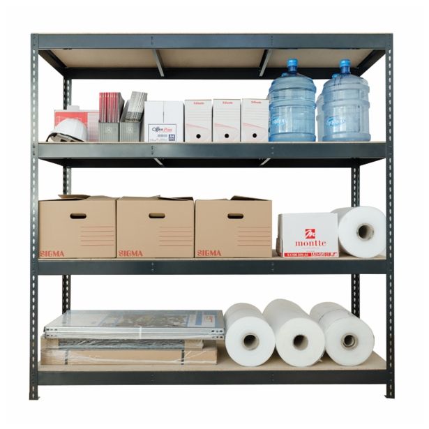 ARHIVSKI REGAL TECHNOMETAL 200X200X70 CM, 4 POLICE 450 KG/POLICO, TEMNO SIV