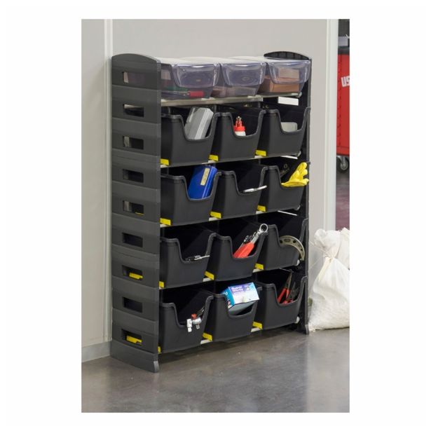 ARHIVSKI REGAL PVC, 80X32X115 CM ČRN S 15 ZABOJI